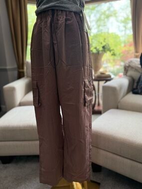 NWT Nike Brown Cargo Track Pants with Drawstring Waist